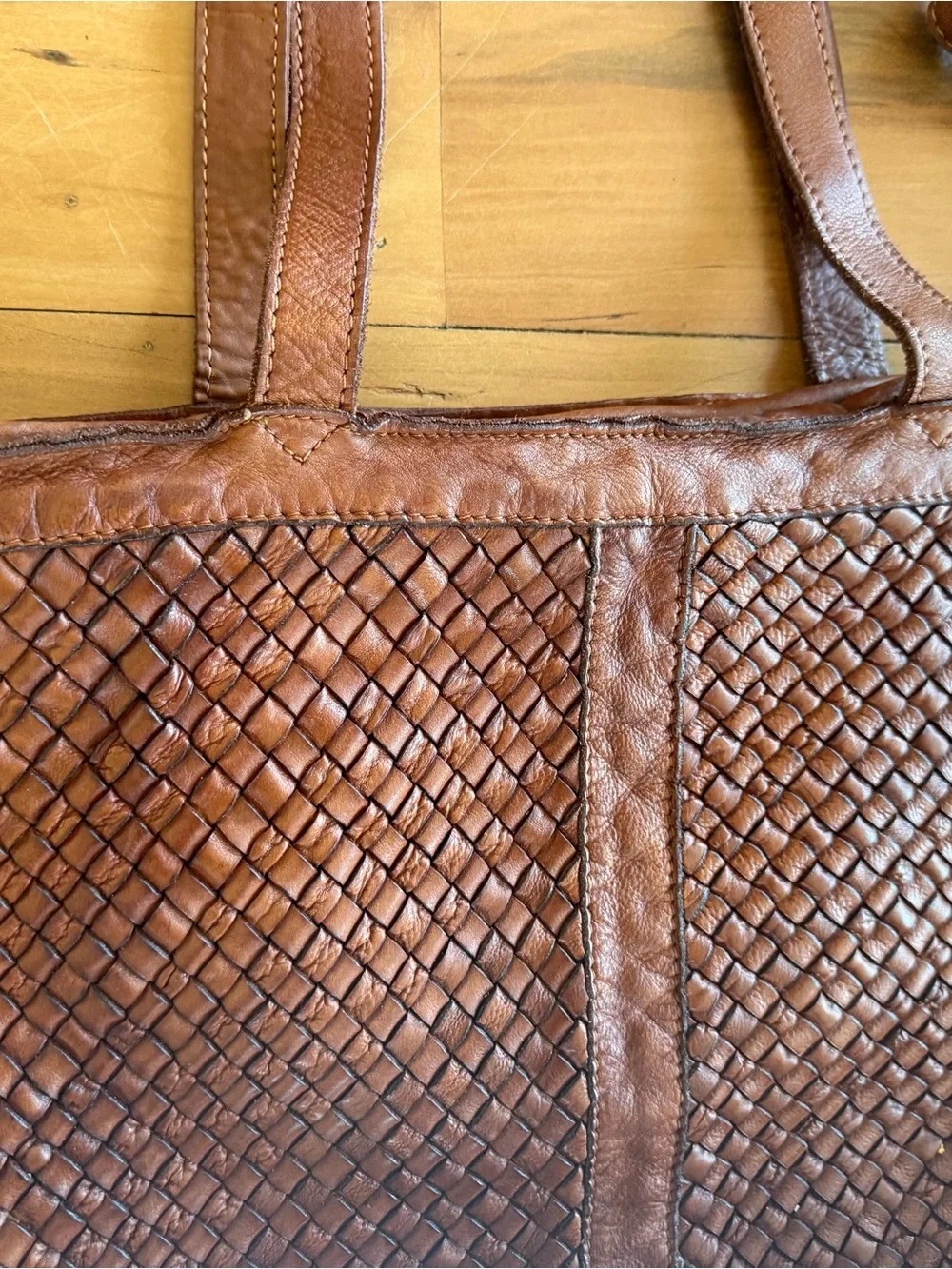 Trades Of Hope LEather Brown shoulder bag Purse Crossbody Woven Interlocking